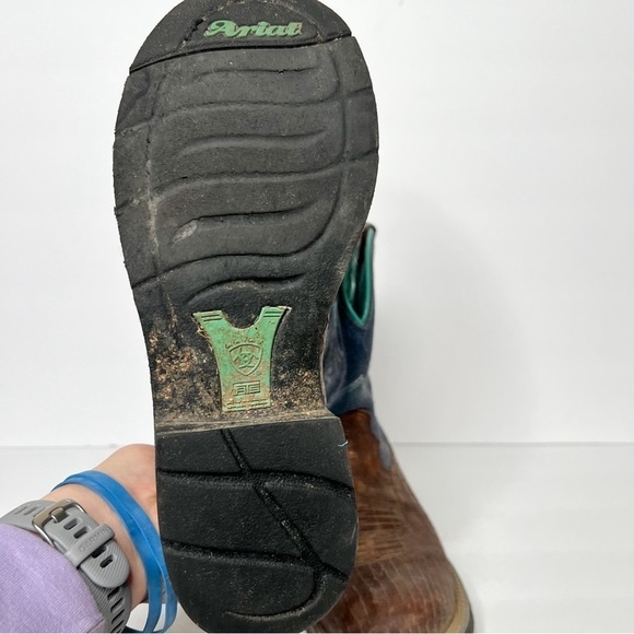 Ariat Boots Brown Blue Metallic Cowgirl Western Boots Size 7.5 Women’s - Picture 3 of 6